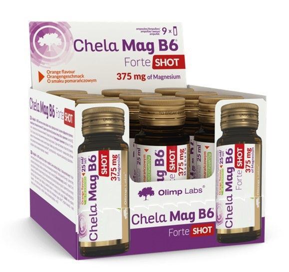 Olimp Nutrition Chela Mag B6 Forte Shot, Orange 9 x 25 ml- Lillys Pharmacy and Health Store