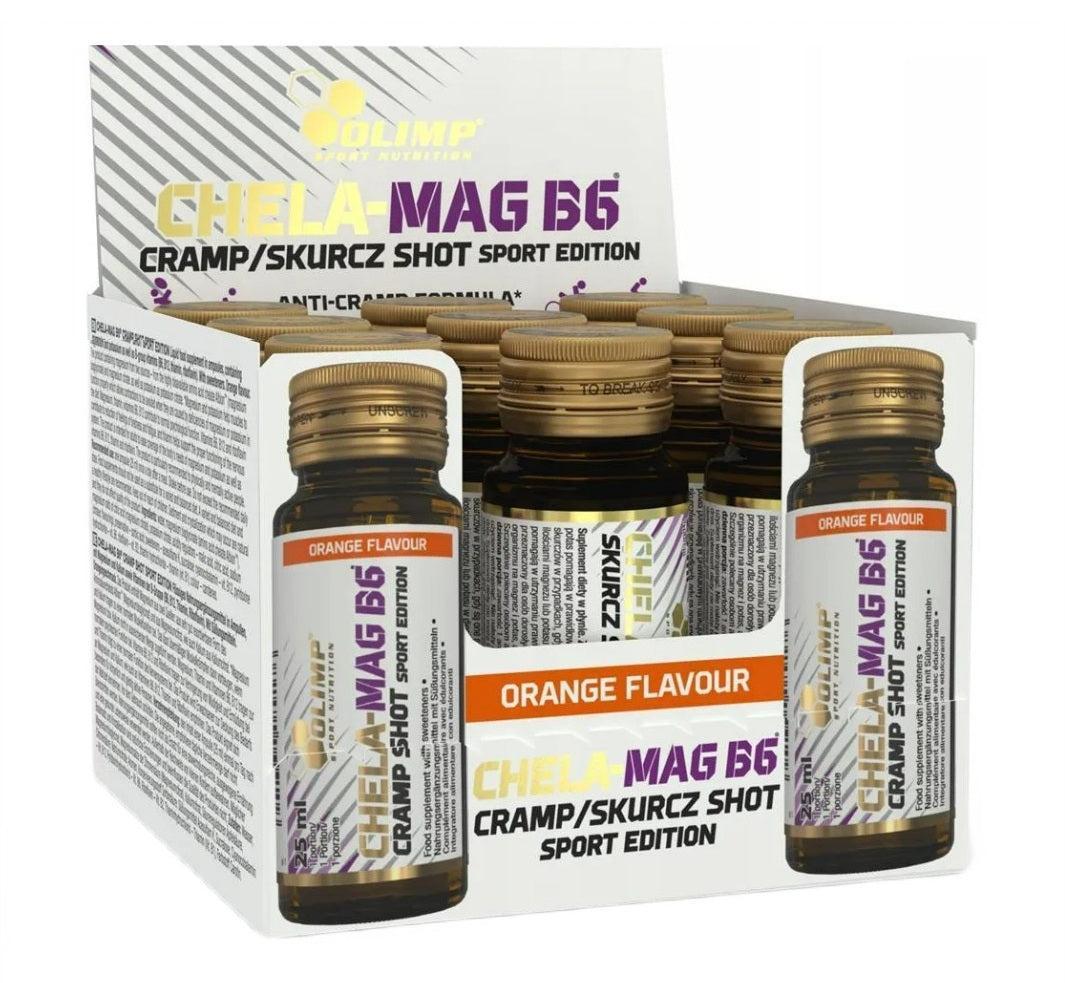 Olimp Nutrition ChelaMag B6 Cramp Shot, Orange 9 x 25 ml- Lillys Pharmacy and Health Store
