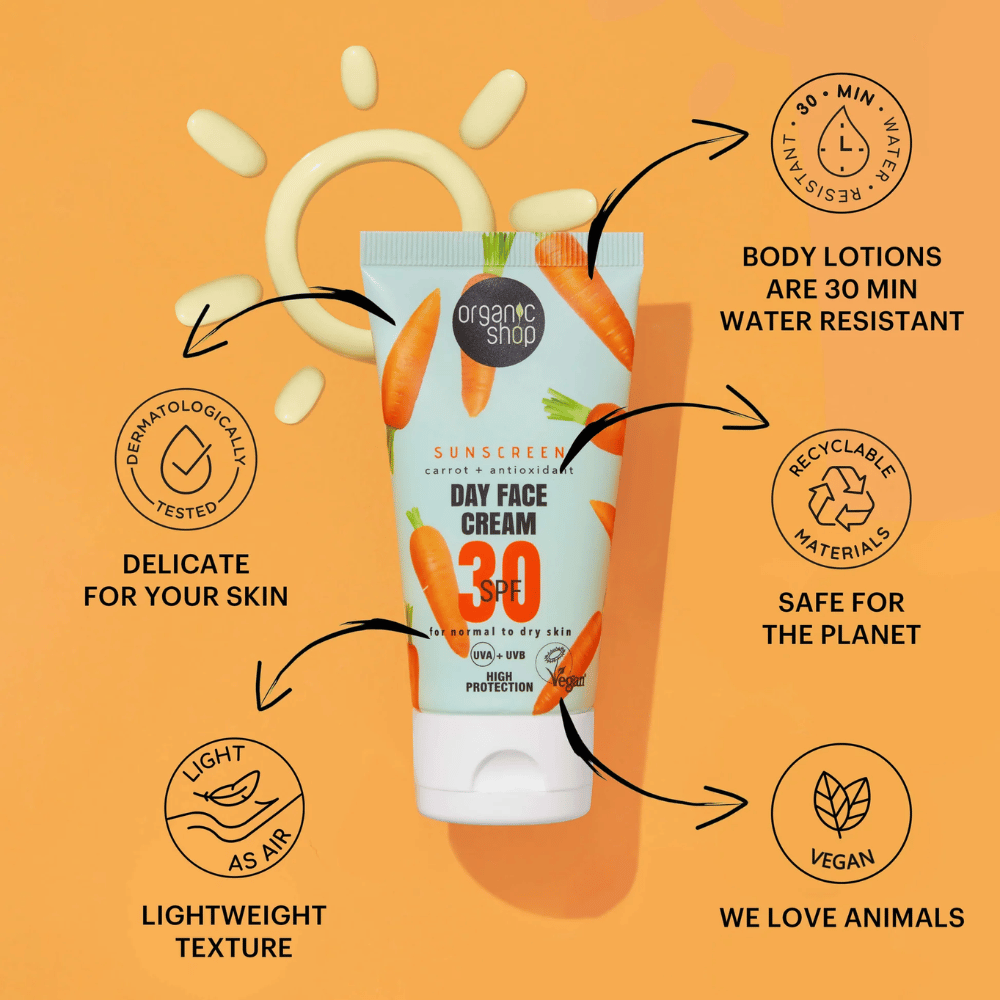 Organic Shop Day Face Cream 30 SPF Normal to Dry 50ml- Lillys Pharmacy and Health Store
