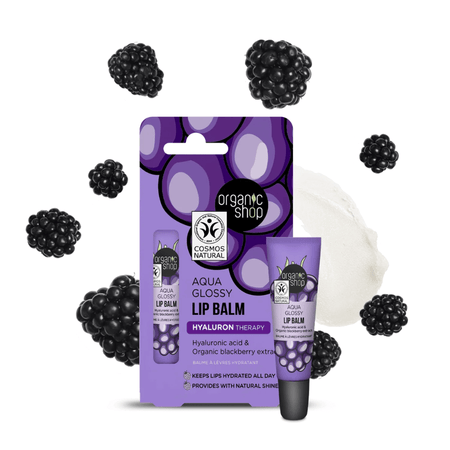 Organic Shop ORG Aqua Glossy Lip Balm. Hyaluronic Acid & Blackb 10ml- Lillys Pharmacy and Health Store
