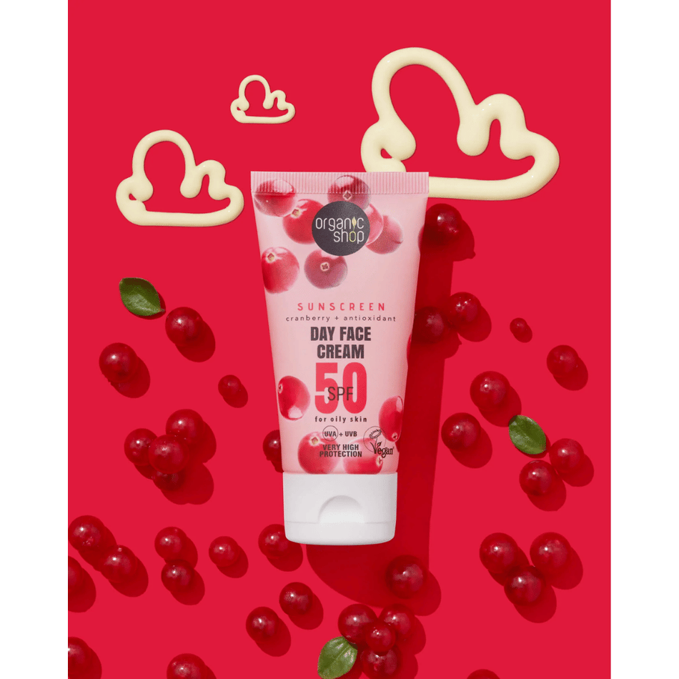 Organic Shop Sun. Sunscreen Day Face Cream 50 SPF Oily skin, 50ml- Lillys Pharmacy and Health Store