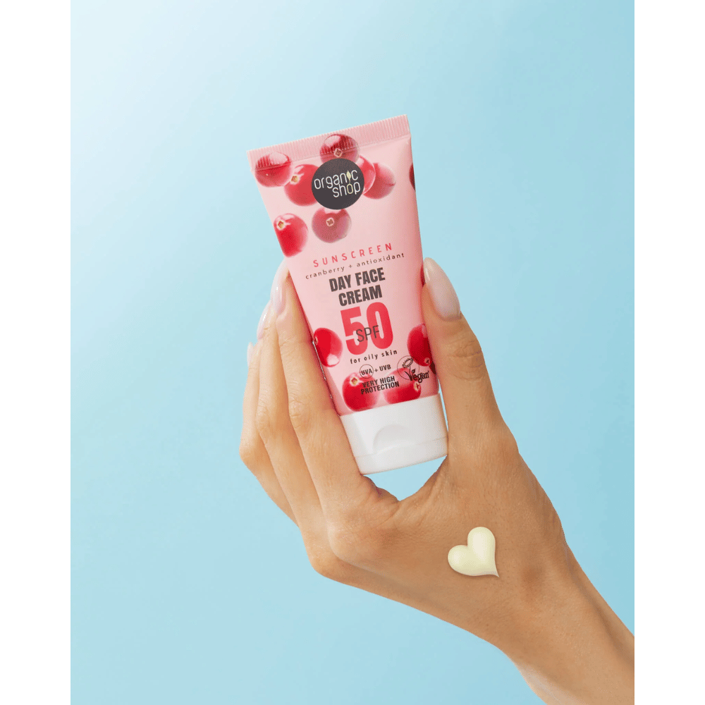 Organic Shop Sun. Sunscreen Day Face Cream 50 SPF Oily skin, 50ml- Lillys Pharmacy and Health Store