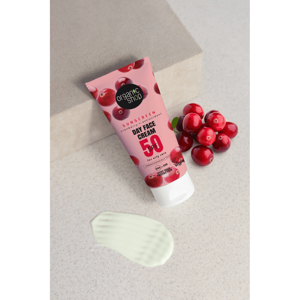 Organic Shop Sun. Sunscreen Day Face Cream 50 SPF Oily skin, 50ml- Lillys Pharmacy and Health Store