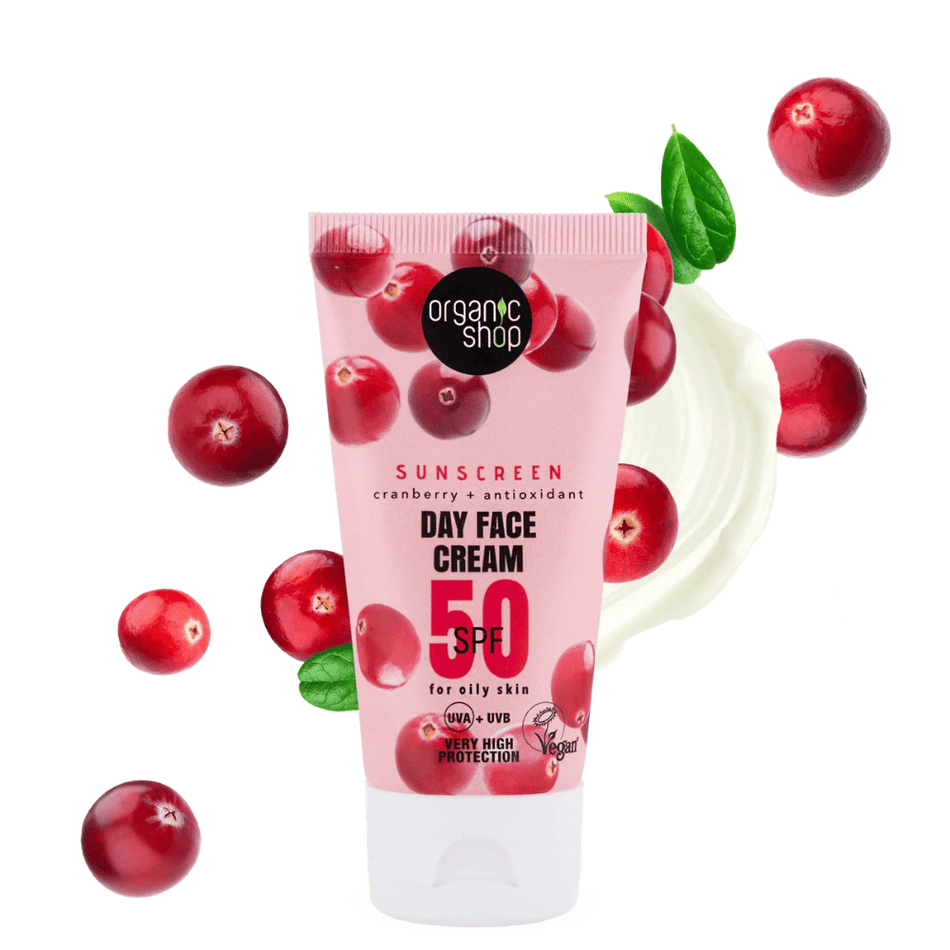 Organic Shop Sun. Sunscreen Day Face Cream 50 SPF Oily skin, 50ml- Lillys Pharmacy and Health Store