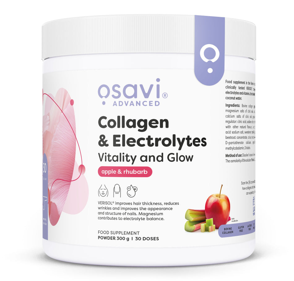 Osavi Collagen Electrolytes Vitality and Glow, Apple & Rhubarb 300g- Lillys Pharmacy and Health Store