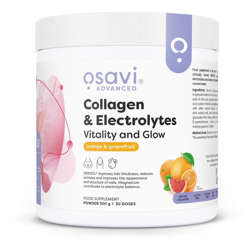 Osavi Collagen Electrolytes Vitality and Glow, Orange & Grapefruit 300g- Lillys Pharmacy and Health Store