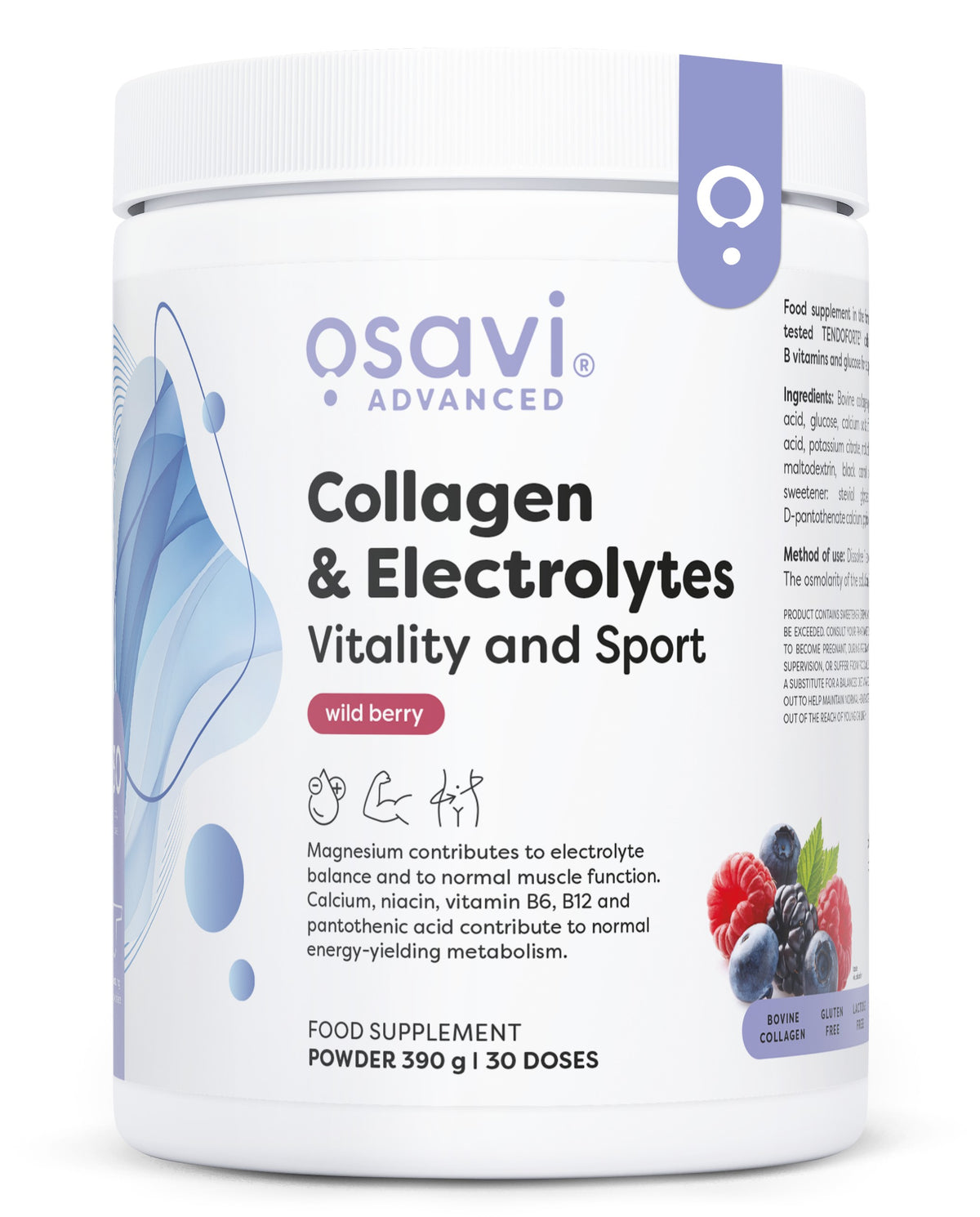 Osavi Collagen Electrolytes Vitality and Sport, Wild Berry 390g- Lillys Pharmacy and Health Store