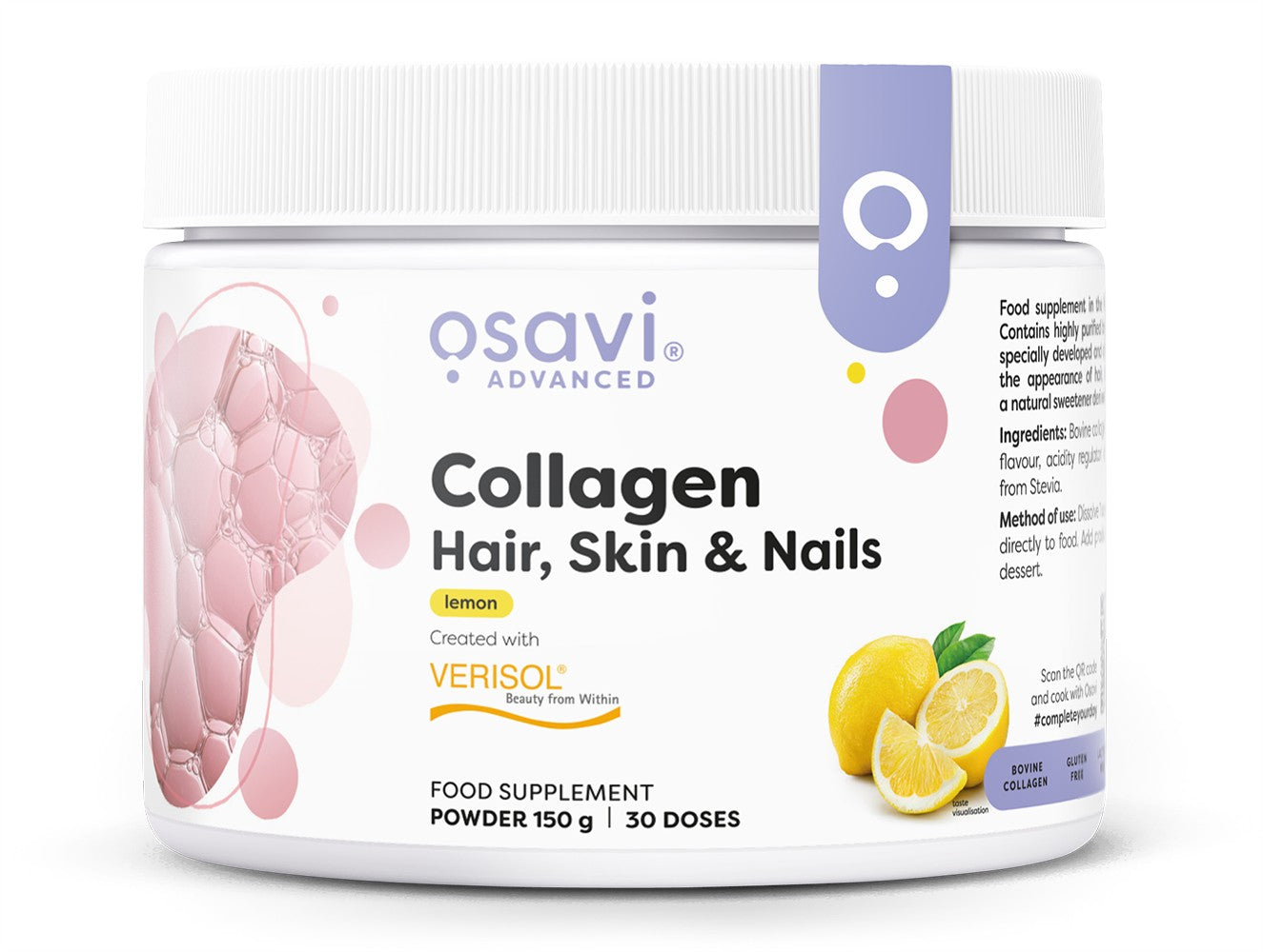 Osavi Collagen Peptides (Hair Skin & Nails), Lemon 150g- Lillys Pharmacy and Health Store