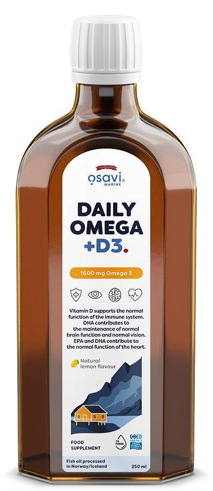 Osavi Daily Omega + D3, 1600mg Omega 3 (Natural Lemon) 250 ml- Lillys Pharmacy and Health Store