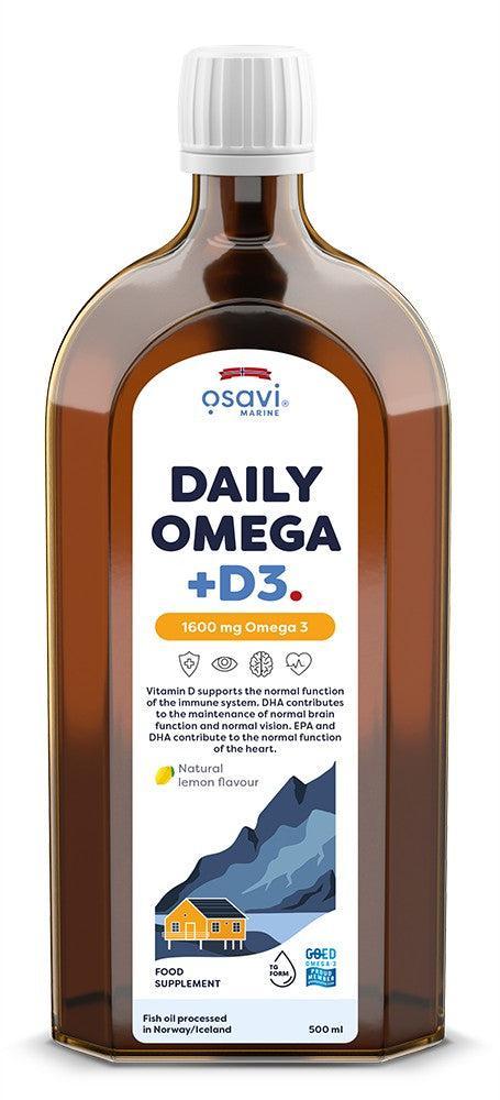 Osavi Daily Omega + D3, 1600mg Omega 3 (Natural Lemon) 500 ml- Lillys Pharmacy and Health Store