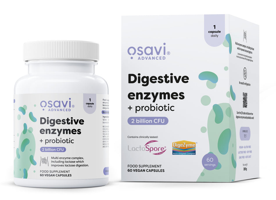 Osavi Digestive enzymes + probiotic 60 vegan caps- Lillys Pharmacy and Health Store