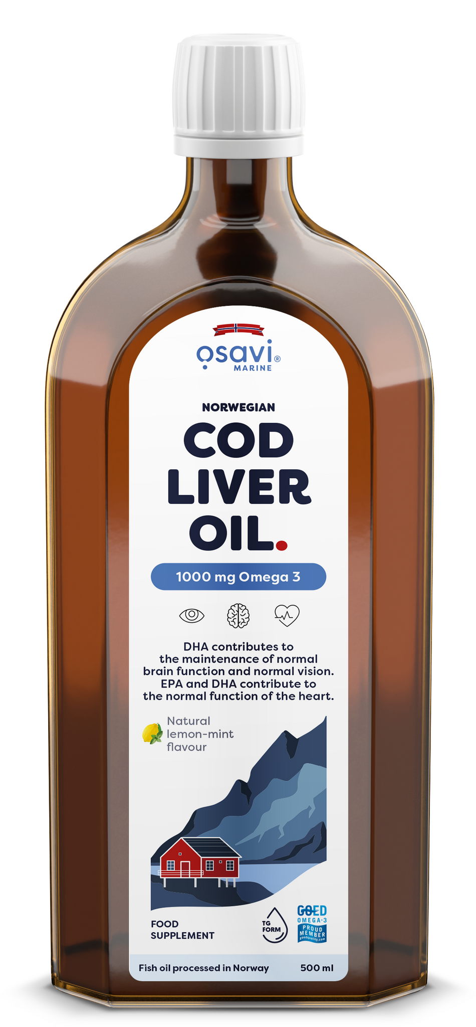 Osavi Norwegian Cod Liver Oil, 1000mg Omega 3 (LemonMint) 500 ml- Lillys Pharmacy and Health Store