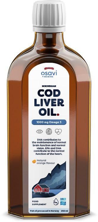 Osavi Norwegian Cod Liver Oil, 1000mg Omega 3 (Orange) 250 ml- Lillys Pharmacy and Health Store