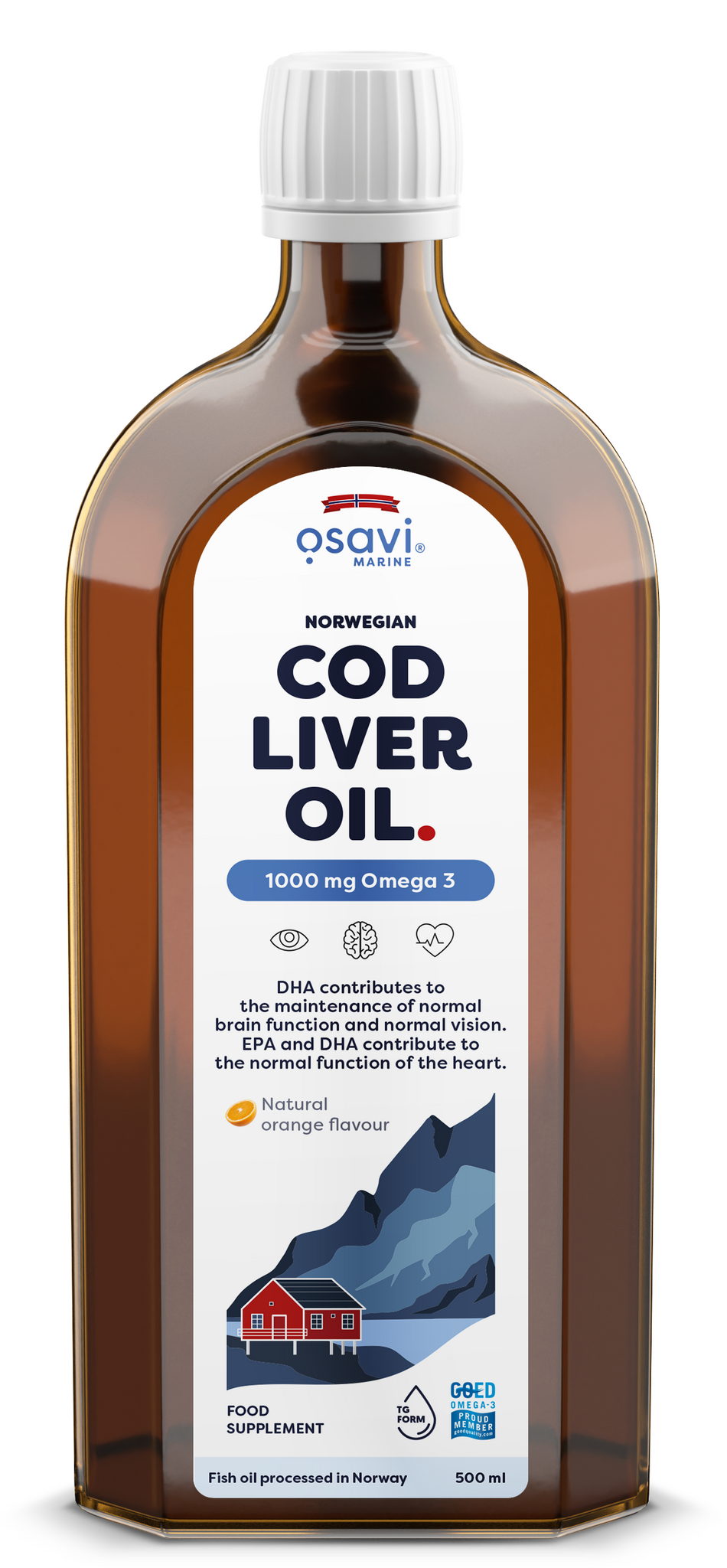 Osavi Norwegian Cod Liver Oil, 1000mg Omega 3 (Orange) 500 ml- Lillys Pharmacy and Health Store