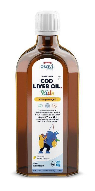 Osavi Norwegian Cod Liver Oil Kids, 500mg Omega 3 (Lemon) 250 ml- Lillys Pharmacy and Health Store