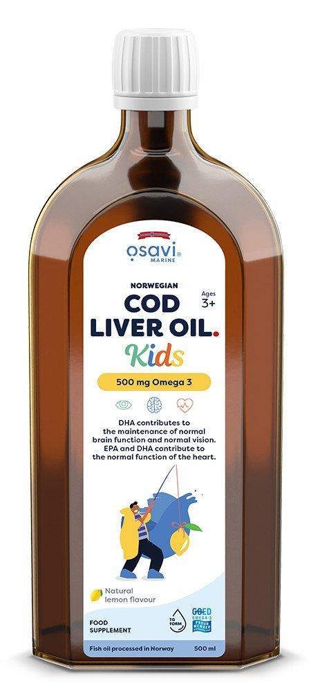 Osavi Norwegian Cod Liver Oil Kids, 500mg Omega 3 (Lemon) 500 ml- Lillys Pharmacy and Health Store