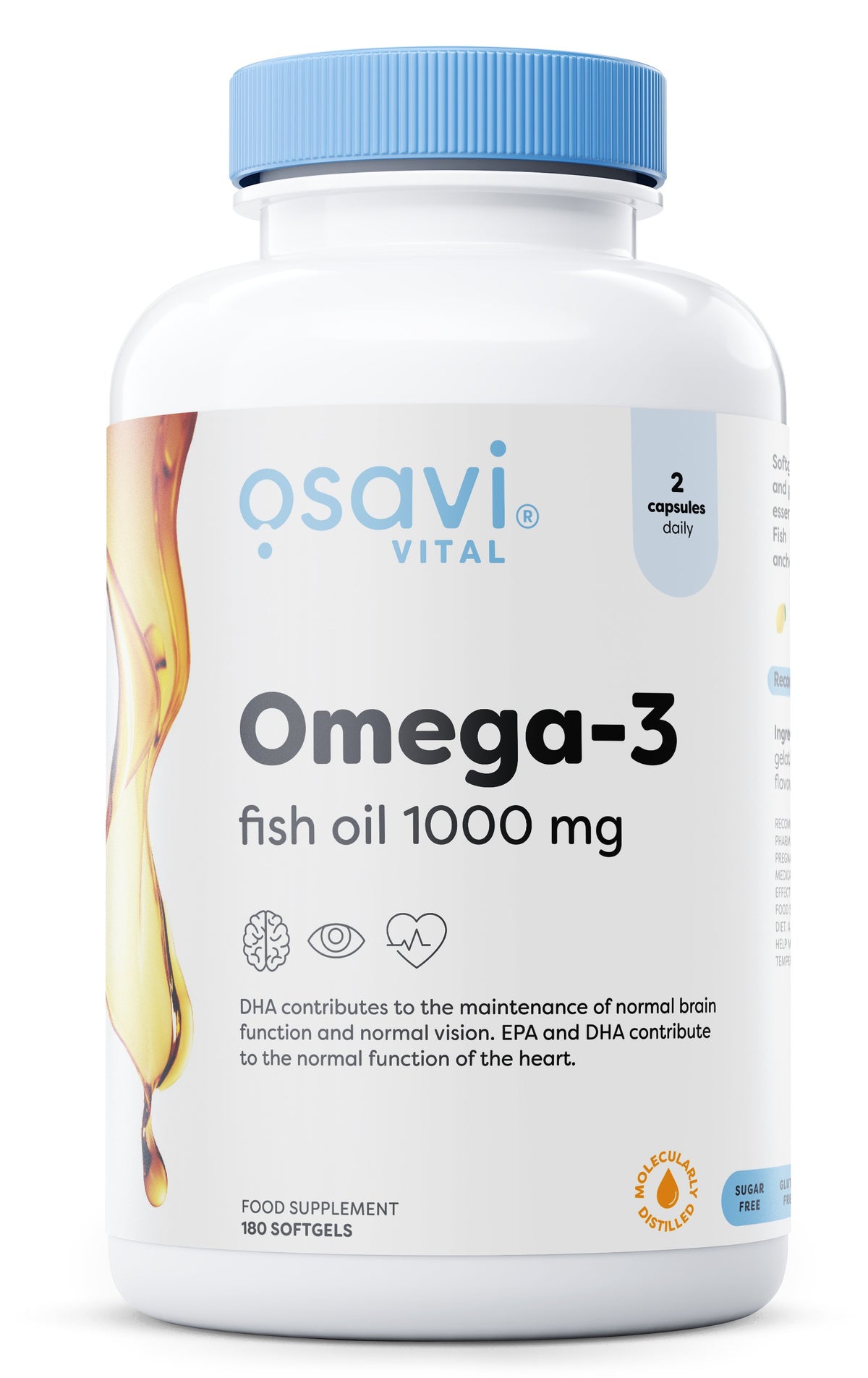 Osavi Omega3 Fish Oil Molecularly Distilled, 1000mg 180 softgels- Lillys Pharmacy and Health Store