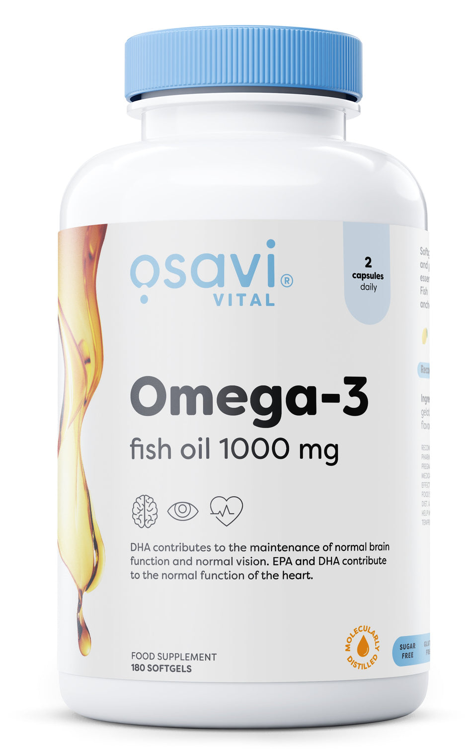 Osavi Omega3 Fish Oil Molecularly Distilled, 1000mg 180 softgels- Lillys Pharmacy and Health Store