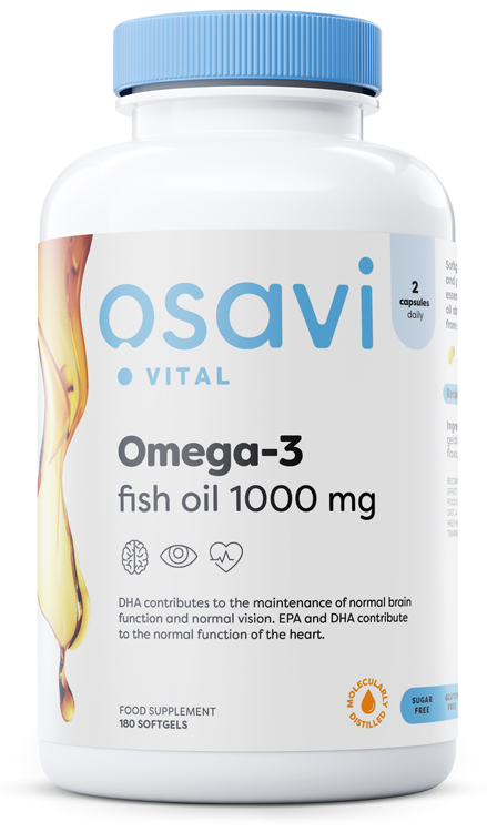 Osavi Omega3 Fish Oil Molecularly Distilled, 1000mg (Lemon) 180 softgels- Lillys Pharmacy and Health Store