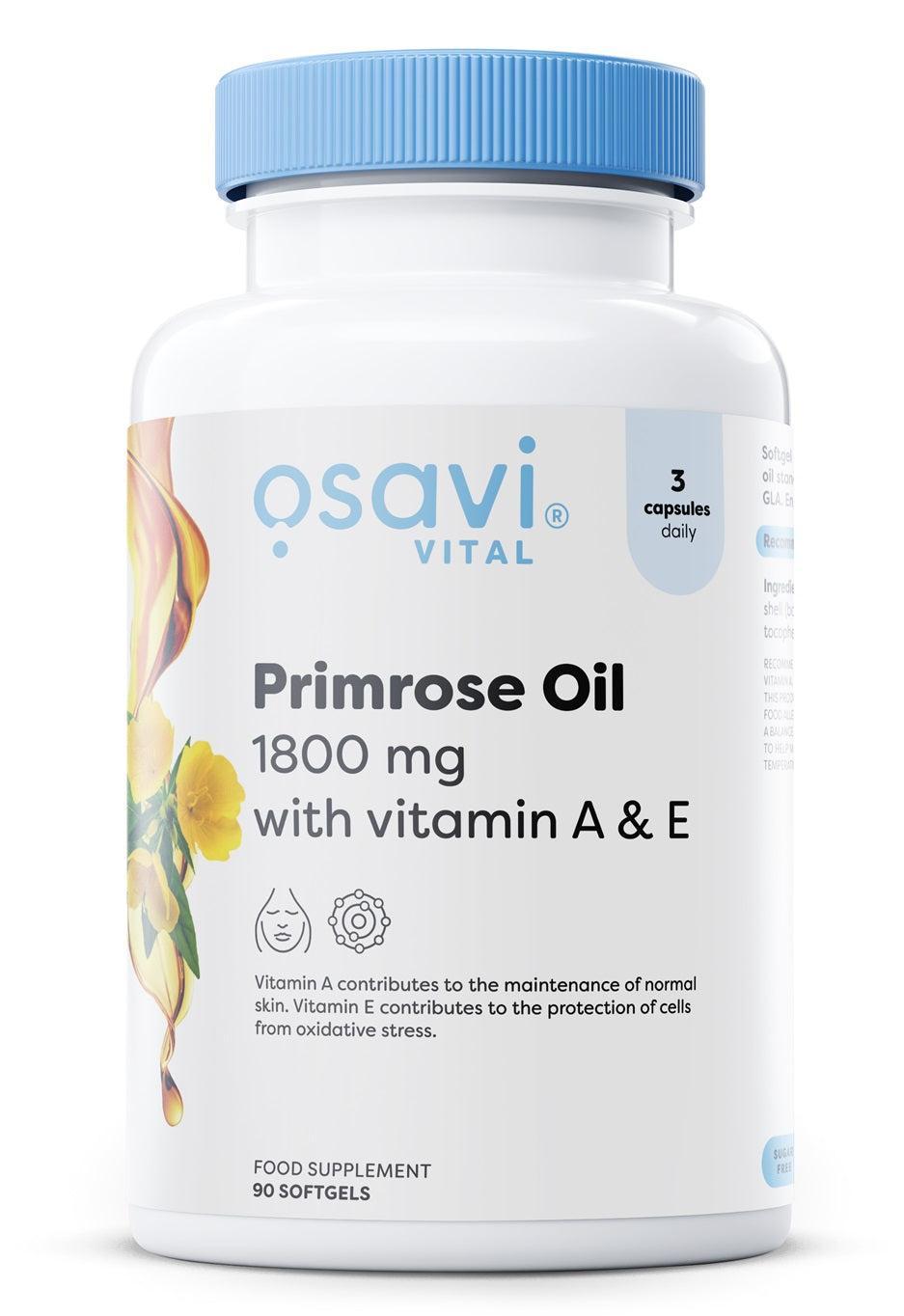 Osavi Primrose Oil with Vitamin A & E, 1800mg 90 softgels- Lillys Pharmacy and Health Store