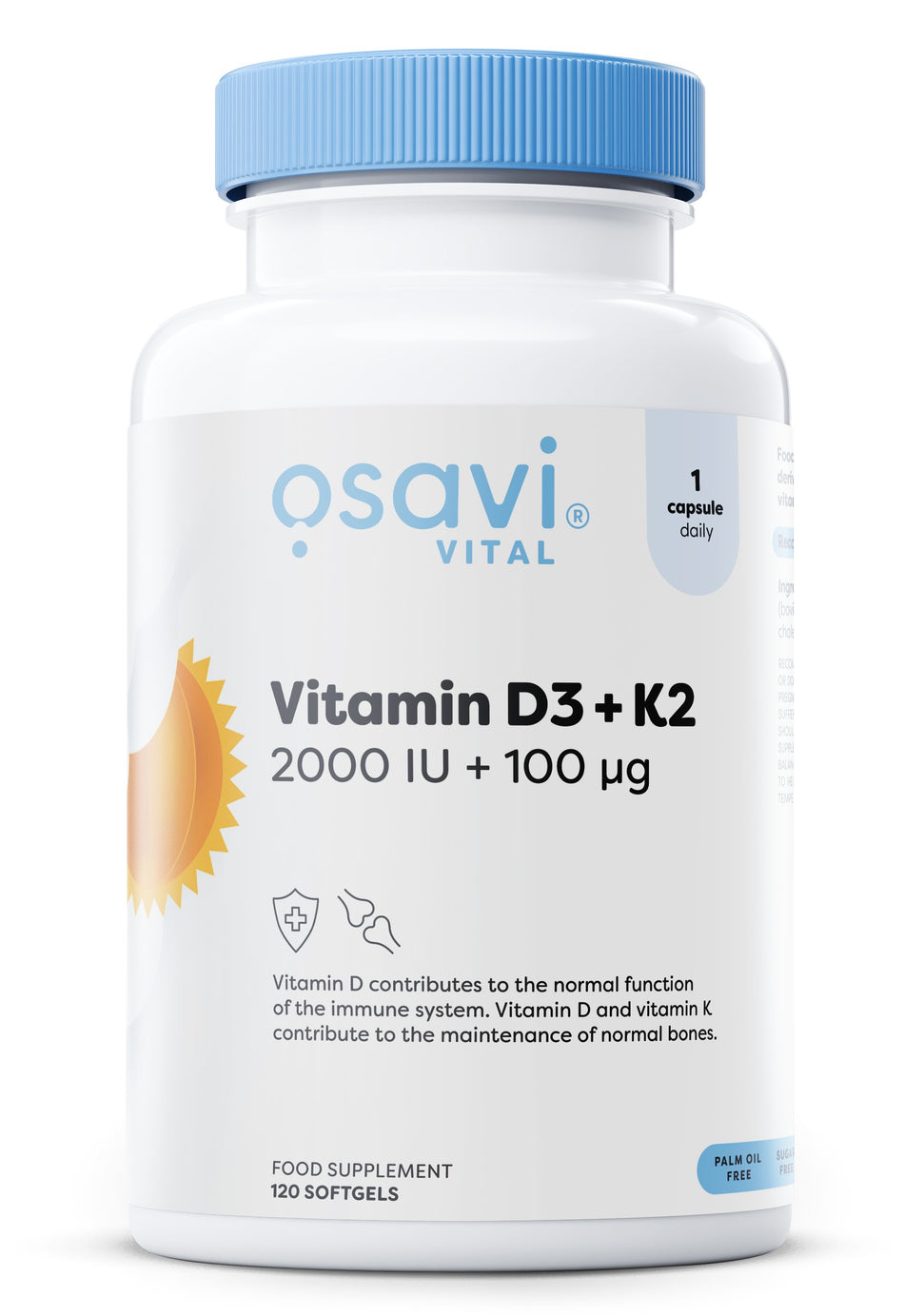 Osavi Vitamin D3 + K2, 2000IU + 100mcg 120 softgels- Lillys Pharmacy and Health Store