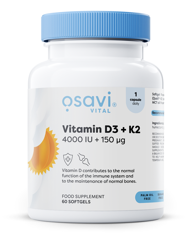 Osavi Vitamin D3 + K2, 4000IU + 150mcg 60 softgels- Lillys Pharmacy and Health Store