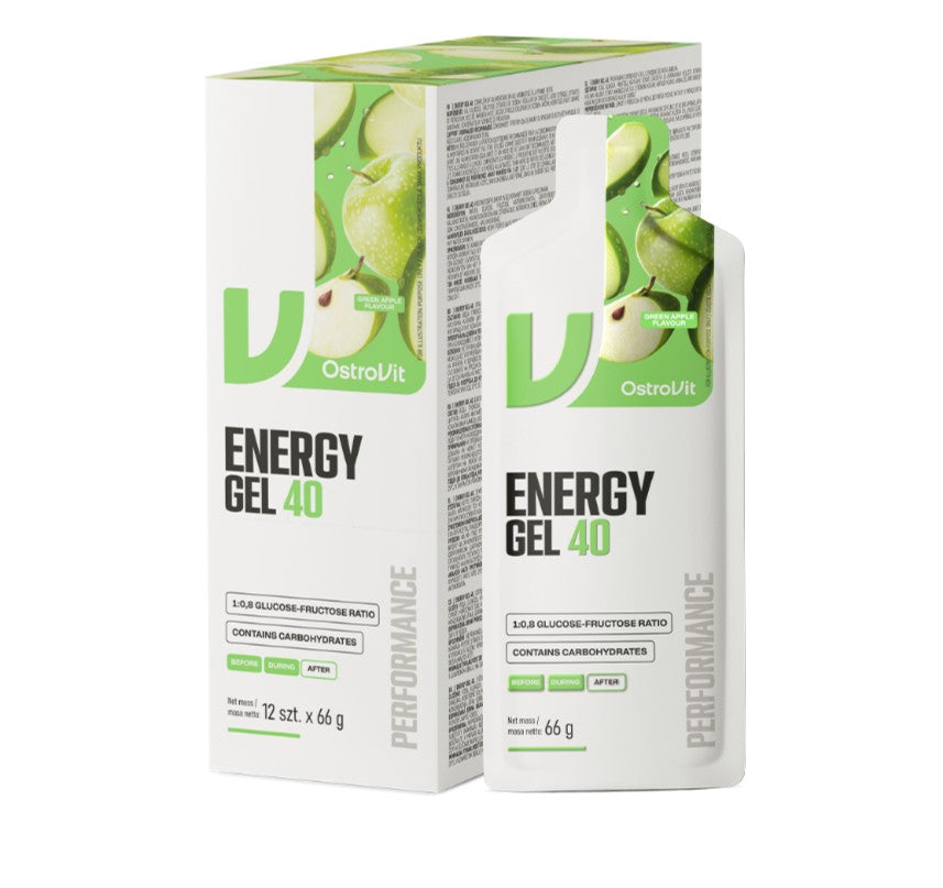 OstroVit Energy Gel 40, Green Apple - 12 x 66g - Lilly's Pharmacy