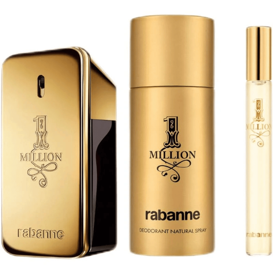 Paco Rabanne 1 Million 100ml 3 Piece Gift Set - 100ml Eau de Toilette Spray, 150ml Deodorant Spray, 10ml Eau de Toilette Spray- Lillys Pharmacy and Health Store