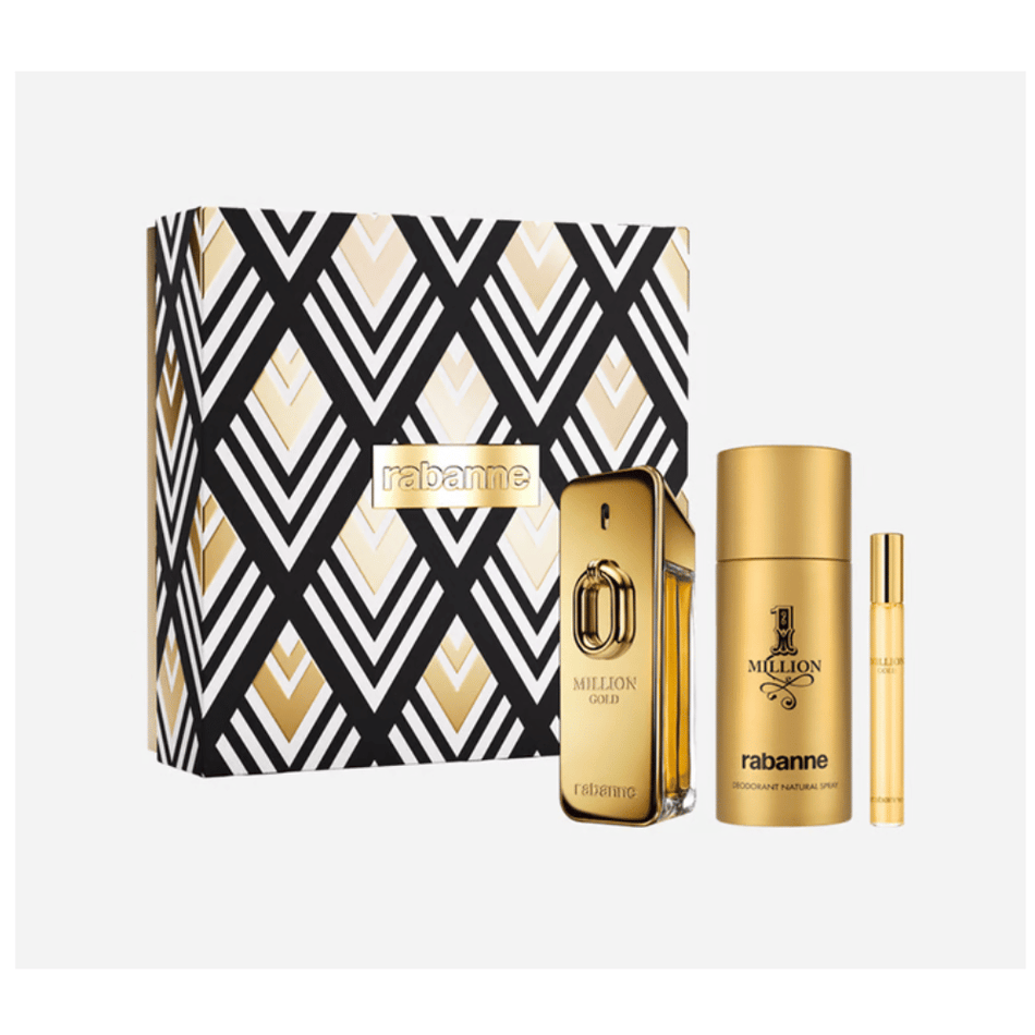 Paco Rabanne 1 Million 100ml 3 Piece Gift Set - 100ml Eau de Toilette Spray, 150ml Deodorant Spray, 10ml Eau de Toilette Spray- Lillys Pharmacy and Health Store