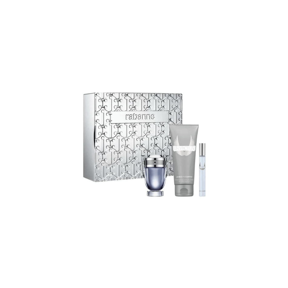 Paco Rabanne Invictus 50ml 3 Piece Gift Set - 50ml Eau de Toilette Spray, 100ml Shower Gel, 10ml Mini- Lillys Pharmacy and Health Store