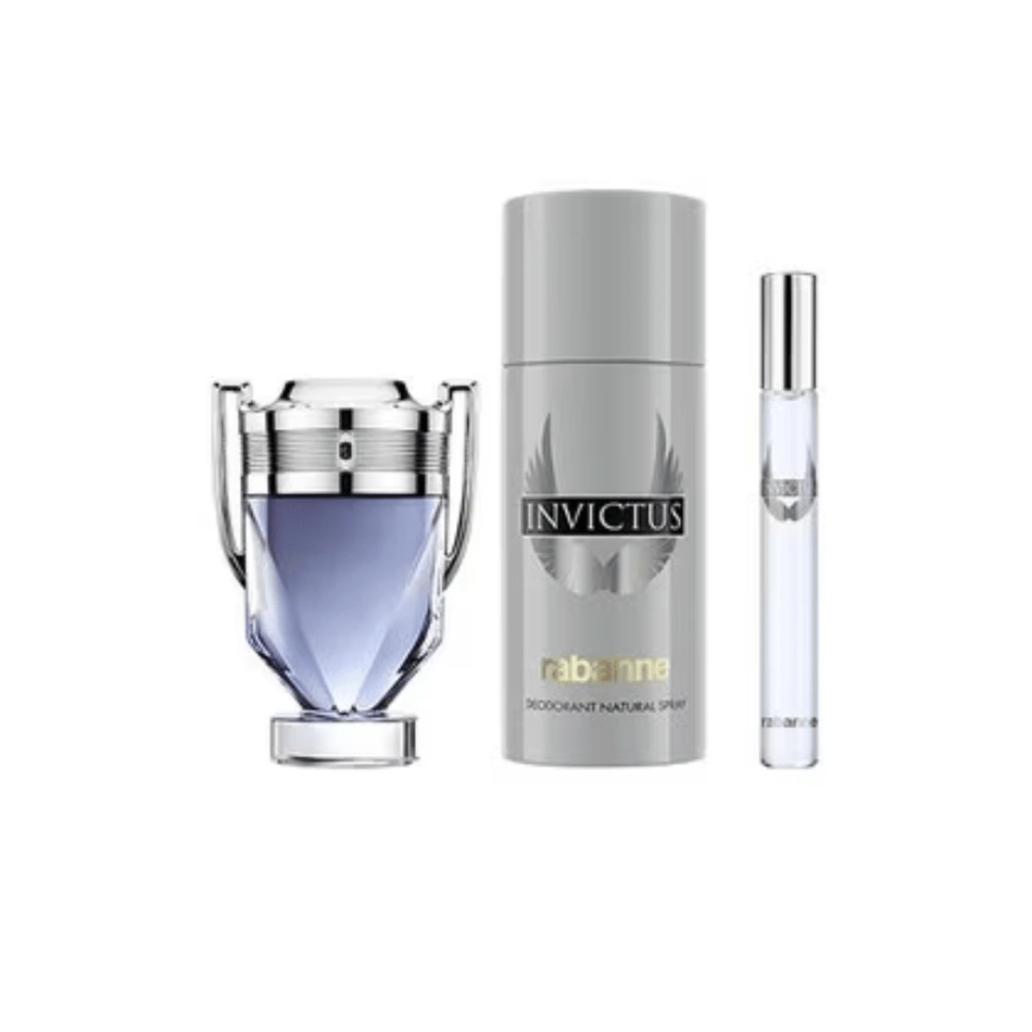 Paco Rabanne Invictus 50ml 3 Piece Gift Set - 50ml Eau de Toilette Spray, 150ml Deodorant Spray, 10ml Eau de Toilette Spray- Lillys Pharmacy and Health Store