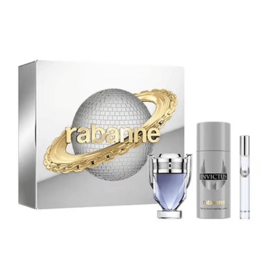 Paco Rabanne Invictus 50ml 3 Piece Gift Set - 50ml Eau de Toilette Spray, 150ml Deodorant Spray, 10ml Eau de Toilette Spray- Lillys Pharmacy and Health Store