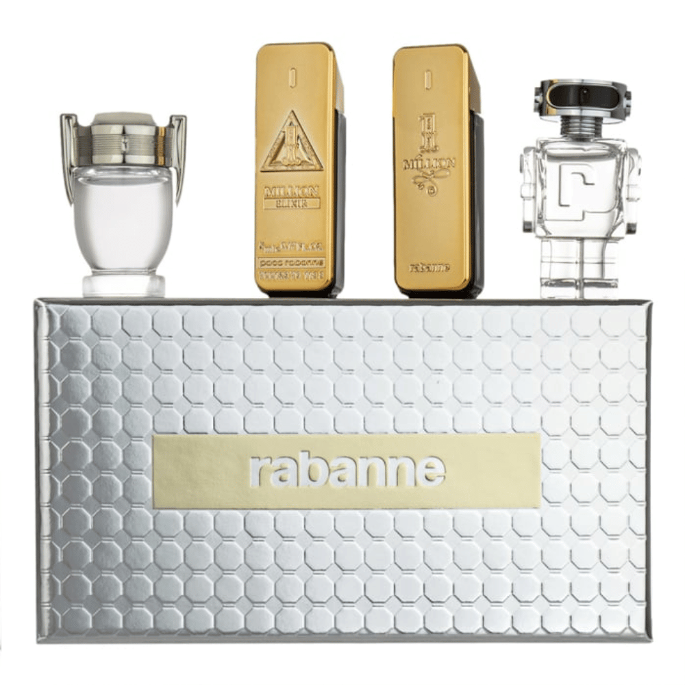 Paco Rabanne Mens 4pc Miniature Gift Set 5ml One Million Edt Spr, 5ml One Million Elixir Parfum Intense Spr, 5ml Invictus Edt Spr, 5ml Phantom Edt Spr- Lillys Pharmacy and Health Store