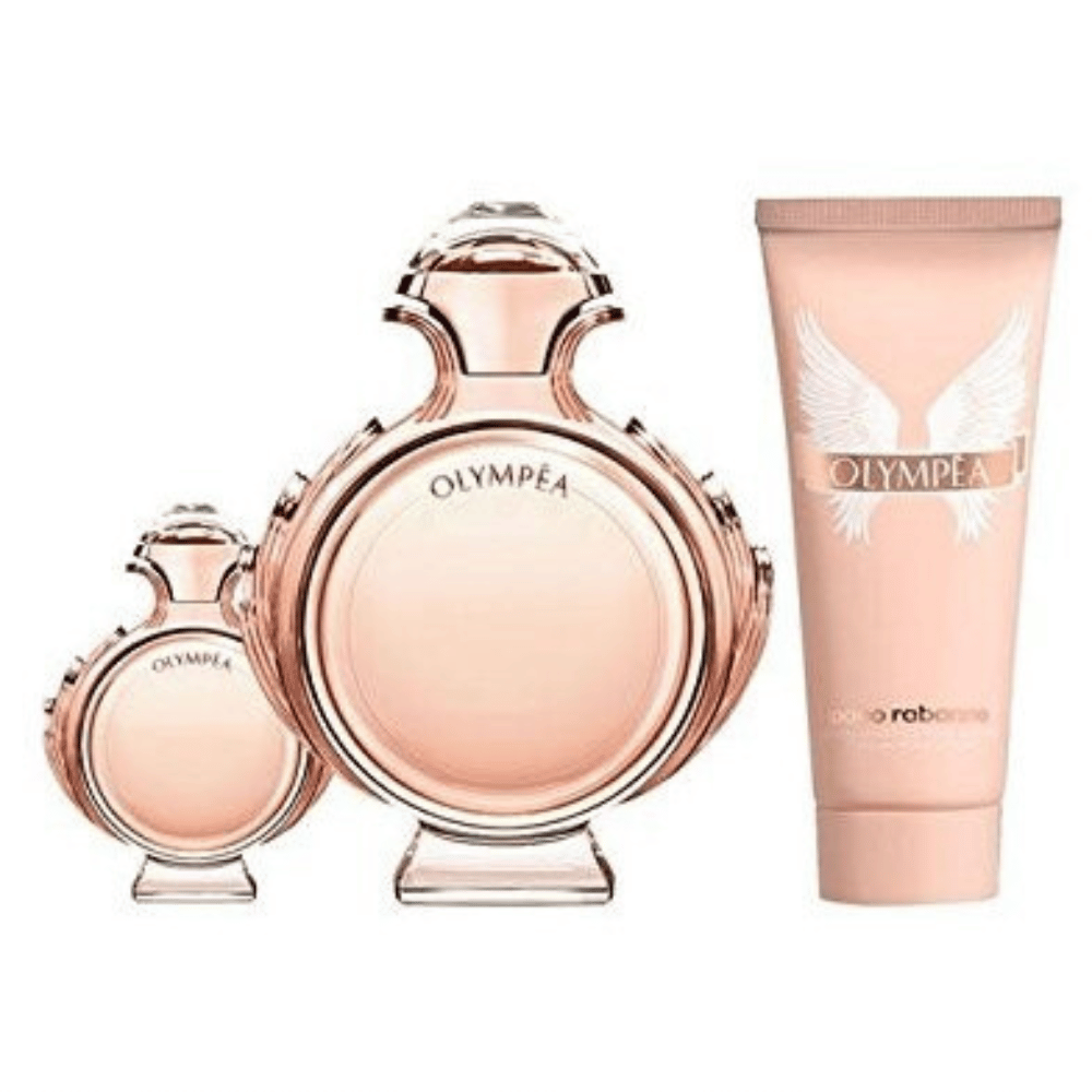 Paco Rabanne Olympea 80ml 3 Piece Gift Set - 80ml Eau de Parfum Spray, 100ml Body Lotion, 6ml Eau de Parfum Spray- Lillys Pharmacy and Health Store