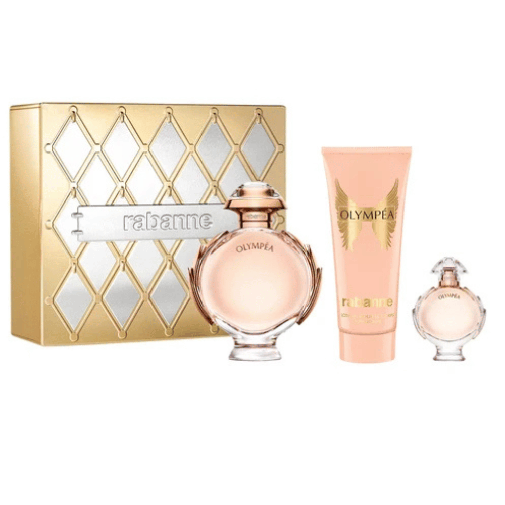 Paco Rabanne Olympea 80ml 3 Piece Gift Set - 80ml Eau de Parfum Spray, 100ml Body Lotion, 6ml Eau de Parfum Spray- Lillys Pharmacy and Health Store