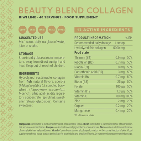 Plent Plent Beauty Blend Collagen - Lime Kiwi 277g- Lillys Pharmacy and Health Store