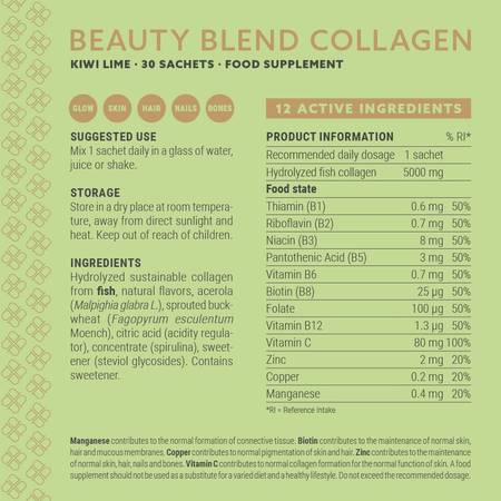 Plent Plent Beauty Blend Collagen - Lime Kiwi 30 Sachets- Lillys Pharmacy and Health Store