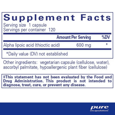 Pure Encapsulations Alpha Lipoic Acid 600 MG 60's- Lillys Pharmacy and Health Store