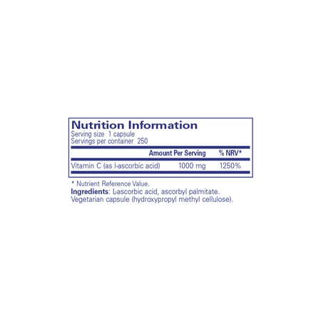 Pure Encapsulations Ascorbic Acid 250 caps- Lillys Pharmacy and Health Store