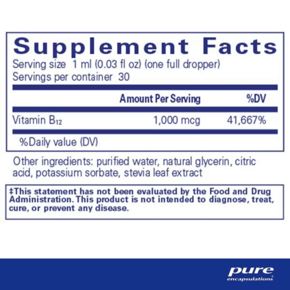 Pure Encapsulations B12 Liquid 30ml- Lillys Pharmacy and Health Store