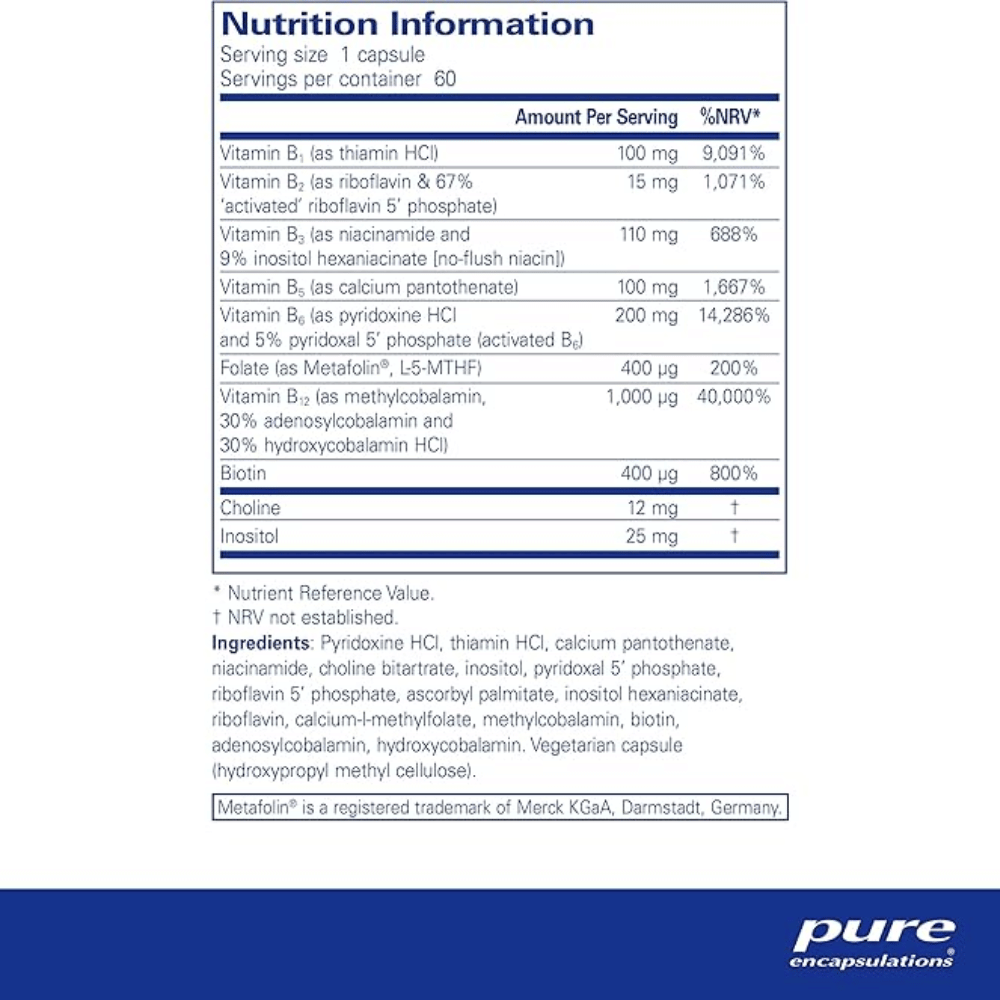 Pure Encapsulations B6 Complex 60's- Lillys Pharmacy and Health Store
