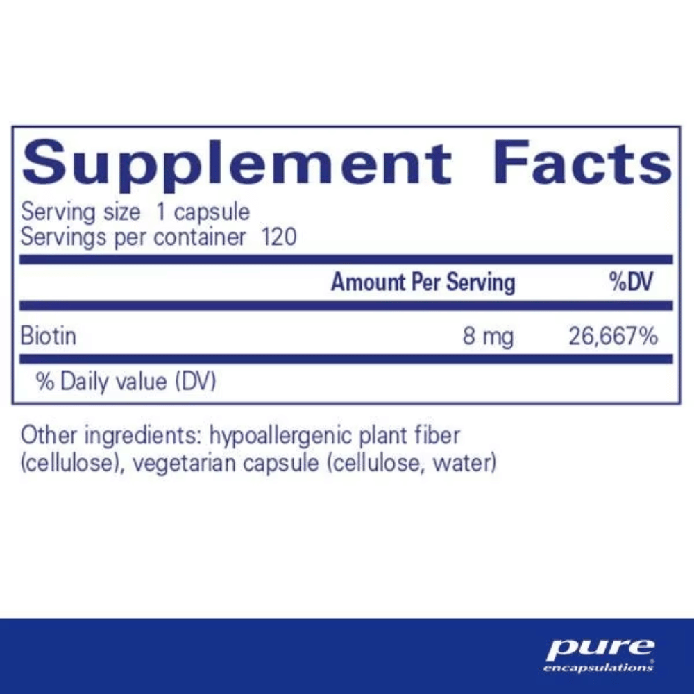 Pure Encapsulations Biotin 8 mg 60's- Lillys Pharmacy and Health Store