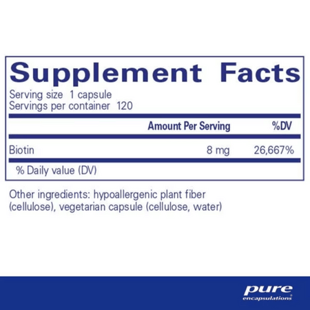 Pure Encapsulations Biotin 8 mg 60's- Lillys Pharmacy and Health Store