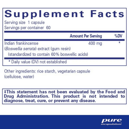 Pure Encapsulations Boswellia 60's- Lillys Pharmacy and Health Store