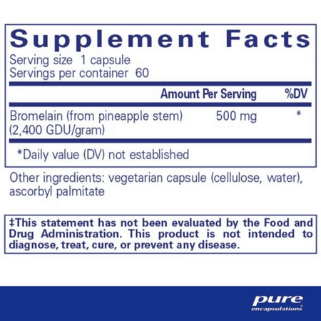 Pure Encapsulations Bromelain 2400 500 MG 60's- Lillys Pharmacy and Health Store