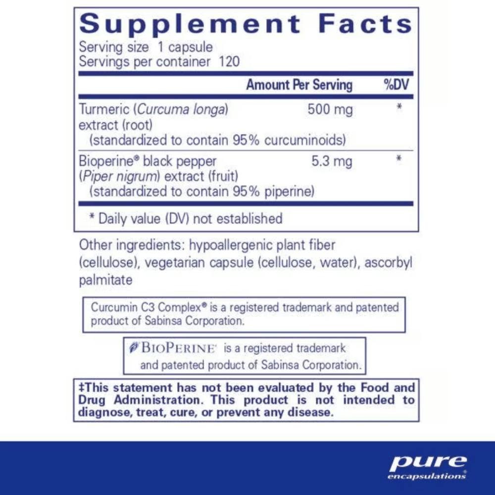 Pure Encapsulations Curcumin 500 with Bioperine® 60's- Lillys Pharmacy and Health Store