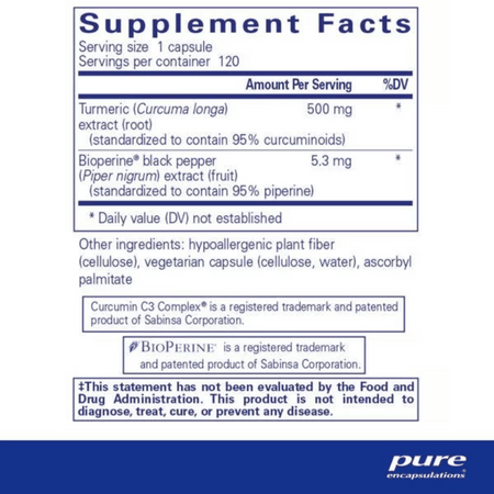 Pure Encapsulations Curcumin 500 with Bioperine® 60's- Lillys Pharmacy and Health Store