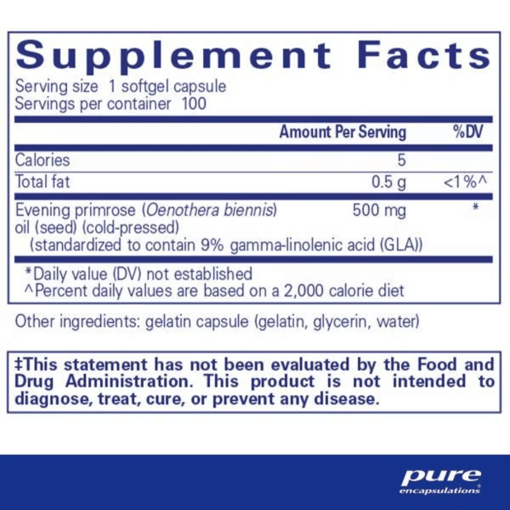 Pure Encapsulations Evening Primrose Oil 100's- Lillys Pharmacy and Health Store
