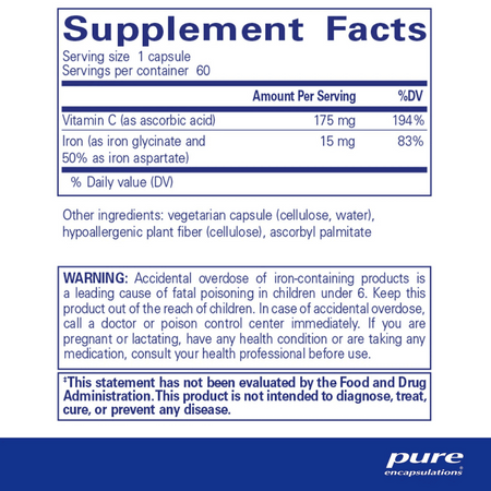 Pure Encapsulations Iron-C 60's- Lillys Pharmacy and Health Store