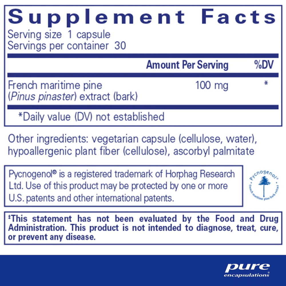 Pure Encapsulations Pycnogenol 100 MG 30's- Lillys Pharmacy and Health Store
